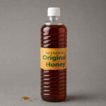 Original honey in a clear plastic bottle with a golden label