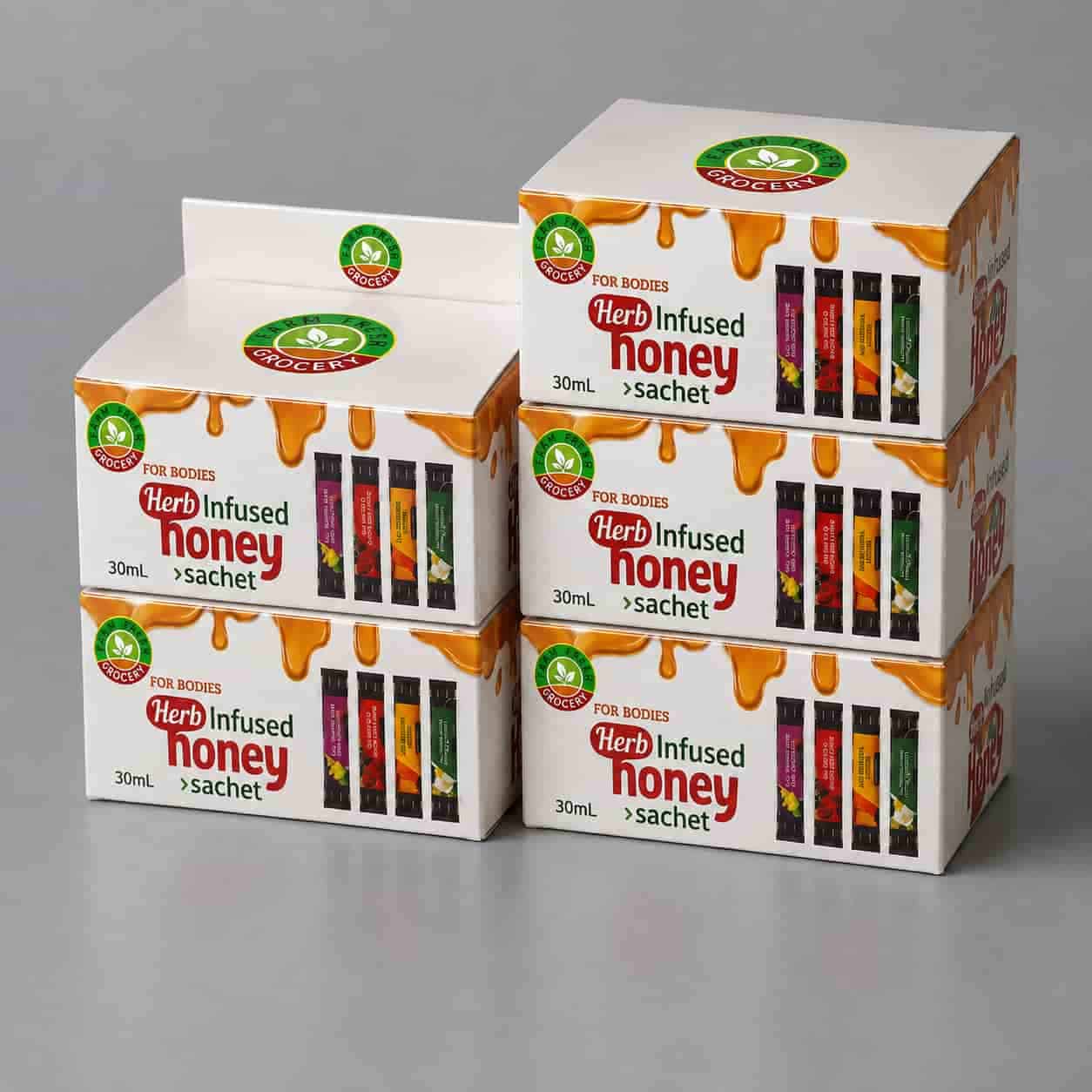 Farm Fresh Grocery herb infused honey sachet box