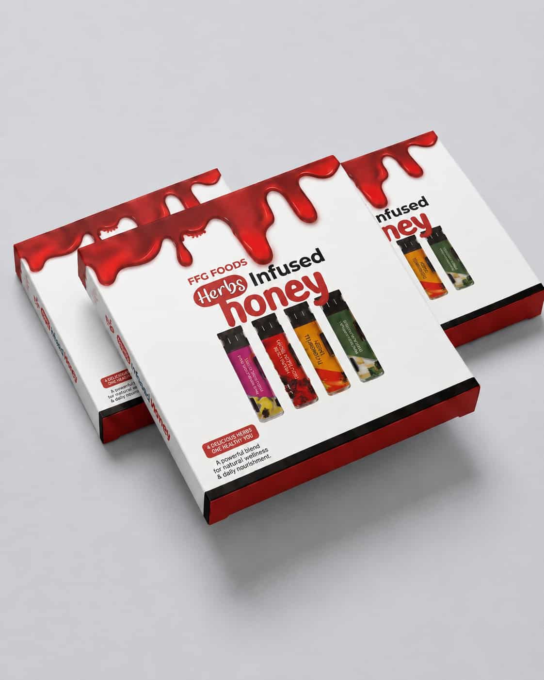 FFG Foods herb infused honey gift box with four honey flavors