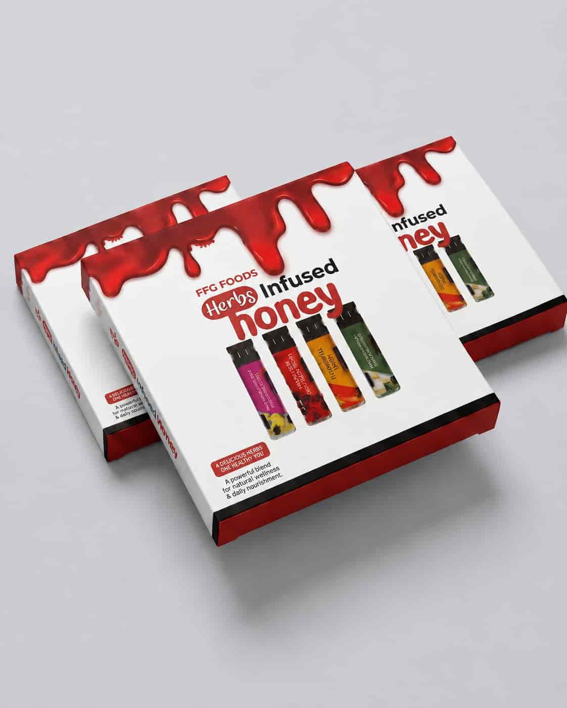 FFG Foods herb infused honey gift box with four honey flavors