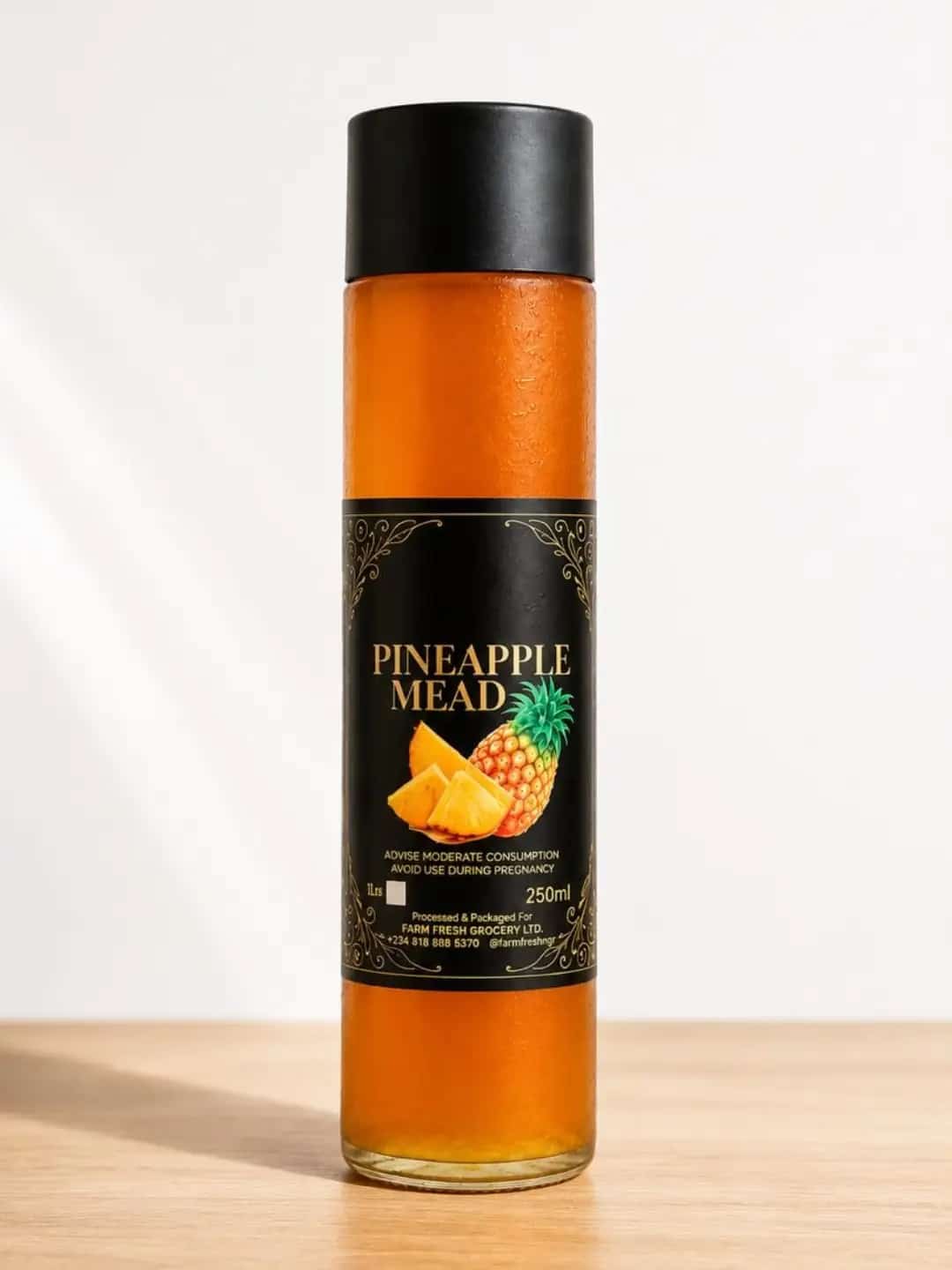 Farm Fresh Grocery Pineapple Mead 250ml bottle crafted with 100 percent pure natural honey.