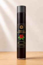 Bottle of Farm Fresh Grocery Hibiscus Bloom Mead, a naturally fermented hibiscus honey wine made in Lagos, Nigeria