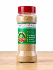 Jar of Iru Ekiti dried ground locust beans powder by Farm Fresh Grocery